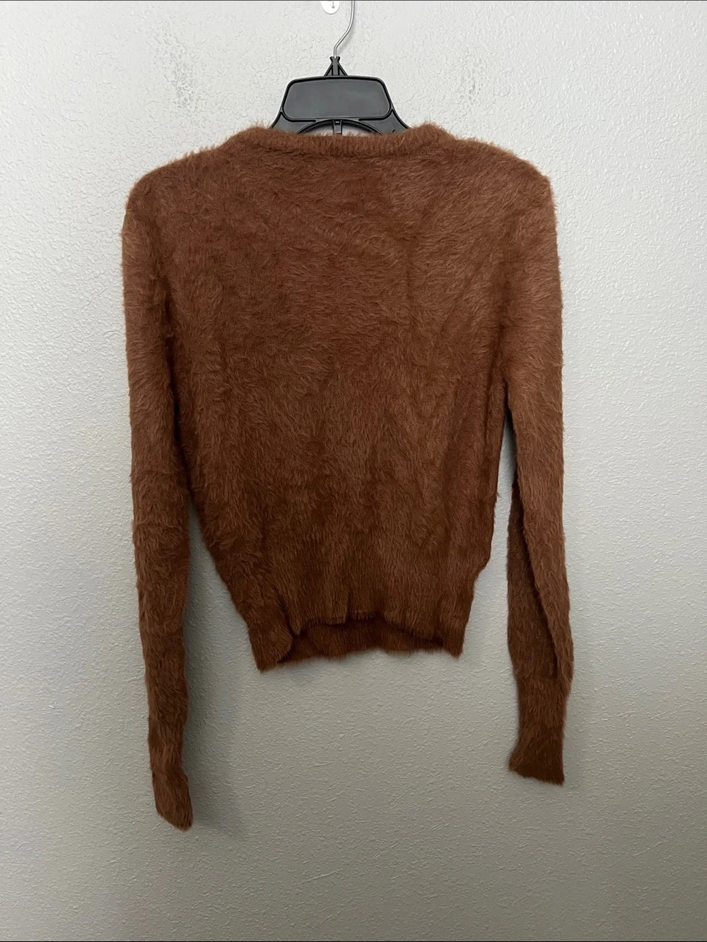 Zara Brown Fuzzy Crewneck Sweater Size Medium
